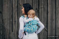 Lenny Buckle Onbuhimo baby carrier, standard size, jacquard weave (100% cotton) - TWISTED LEAVES CREAM & TURQUOISE (grade B) #babywearing