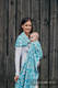 Ringsling, Jacquard Weave (100% cotton) - with gathered shoulder - TWISTED LEAVES CREAM & TURQUOISE  - long 2.1m #babywearing