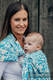 Ringsling, Jacquard Weave (100% cotton) - with gathered shoulder - TWISTED LEAVES CREAM & TURQUOISE  - long 2.1m #babywearing