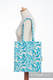 Einkaufstasche, hergestellt aus gewebtem Stoff (100% Baumwolle) - TWISTED LEAVES CREME & TÜRKIS  #babywearing