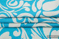 Baby Wrap, Jacquard Weave (100% cotton) - TWISTED LEAVES CREAM & TURQUOISE - size S (grade B) #babywearing