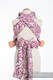 Mei Tai carrier Toddler with hood/ jacquard twill / 100% cotton / TWISTED LEAVES CREAM & PURPLE #babywearing