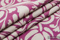 Fular, tejido jacquard (100% algodón) - TWISTED LEAVES CREAM & MORADO - talla L #babywearing