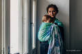 Ringsling, Jacquard Weave (100% cotton) - with gathered shoulder -  DRAGON GREEN & BLUE  - long 2.1m #babywearing