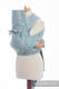 Nosidełko dla dzieci MEI-TAI Toddler z kapturkiem, 60% Bawełna 28% Len 12% Jedwab Tussah, splot żakardowy, ZAKRĘCONE LIŚCIE SZARY Z TURKUSEM #babywearing