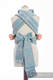Nosidełko dla dzieci MEI-TAI Toddler z kapturkiem, 60% Bawełna 28% Len 12% Jedwab Tussah, splot żakardowy, ZAKRĘCONE LIŚCIE SZARY Z TURKUSEM #babywearing