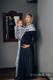 Żakardowa chusta do noszenia dzieci, bawełna - ZEBRA GRAFIT Z BIELĄ - rozmiar XS #babywearing