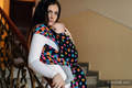 Baby Wrap, Jacquard Weave (100% cotton) - POLKA DOTS RAINBOW DARK - size XS #babywearing