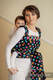 Baby Wrap, Jacquard Weave (100% cotton) - POLKA DOTS RAINBOW DARK - size XS #babywearing
