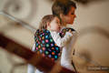 Żakardowa chusta do noszenia dzieci, bawełna - POLKA DOTS TĘCZOWE DARK - rozmiar L #babywearing