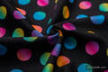 Baby Wrap, Jacquard Weave (100% cotton) - POLKA DOTS RAINBOW DARK - size S #babywearing