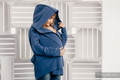 Chaqueta polar asimétrica con capucha para mujer - talla S - Azul #babywearing