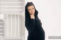 Asymmetrischer Fleece Pullover für Frauen - Größe L - Schwarz (grad B) #babywearing