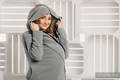 Asymmetrischer Fleece Pullover für Frauen - Größe XL - Grau #babywearing