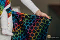 Żakardowa chusta do noszenia dzieci, bawełna - TĘCZOWE GWIAZDKI DARK - rozmiar XL (drugi gatunek) #babywearing