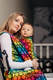 Żakardowa chusta do noszenia dzieci, bawełna - TĘCZOWE GWIAZDKI DARK - rozmiar XL #babywearing