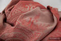 Żakardowa chusta do noszenia dzieci, 60% bawełna, 40% bambus - Paw Indyjski - Koral z Kawą - rozmiar S #babywearing