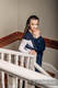 Żakardowa chusta do noszenia dzieci, bawełna - ZEBRA CZARNY Z GRANATEM  - rozmiar XL #babywearing