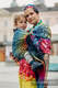Żakardowa chusta kółkowa do noszenia dzieci, bawełna, ramię bez zakładek - SYMFONIA TĘCZOWA DARK - long 2.1m #babywearing