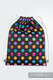 Sackpack made of wrap fabric (100% cotton) - POLKA DOTS RAINBOW DARK - standard size 32cmx43cm #babywearing