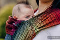 Nosidełko dla dzieci WRAP-TAI MINI, bawełna, splot żakardowy, z kapturkiem, LITTLE LOVE - TĘCZA DARK #babywearing