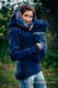 Sudaderas de porteo de polar 2.0 - talla L - Azul Marino con Little Herringbone Illusion #babywearing