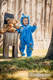Fleece Babyanzug - Größe 92 - türkis mit Little Herringbone Petrea #babywearing