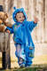 Fleece Babyanzug - Größe 92 - türkis mit Little Herringbone Petrea #babywearing