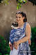 Baby Wrap, Jacquard Weave (60% cotton, 40% bamboo) - DRAGONFLY WHITE & NAVY BLUE - size L #babywearing