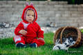 Fleece Babyanzug - Größe 62 - rot mit Little Herringbone Elegance (grad B) #babywearing