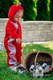 Pajacyk misiowy - rozmiar 80 - czerwony z Małą Jodełką Elegancją (drugi gatunek) #babywearing