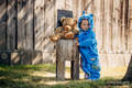 Fleece Babyanzug - Größe 74 - türkis mit Little Herringbone Petrea #babywearing