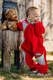 Pajacyk misiowy - rozmiar 62 - czerwony z Małą Jodełką Impresją #babywearing