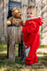 Fleece Babyanzug - Größe 74 - rot mit Little Herringbone Impression #babywearing