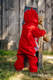 Fleece Babyanzug - Größe 68 - rot mit Little Herringbone Impression #babywearing