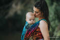 Baby Wrap, Jacquard Weave (100% cotton) - SWALLOWS RAINBOW DARK - size L (grade B) #babywearing