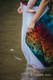 Fular, tejido jacquard (100% algodón) - SWALLOWS RAINBOW DARK - talla S (grado B) #babywearing