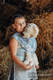 Żakardowa chusta dla lalek, 100% bawełna - MALOWANE PIÓRA BIEL Z TURKUSEM (drugi gatunek) #babywearing