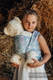 Żakardowa chusta dla lalek, 100% bawełna - MALOWANE PIÓRA BIEL Z TURKUSEM #babywearing