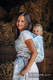 Baby Wrap, Jacquard Weave (100% cotton) - PAINTED FEATHERS WHITE & TURQUOISE - size M (grade B) #babywearing