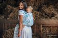 Baby Wrap, Jacquard Weave (100% cotton) - PAINTED FEATHERS WHITE & TURQUOISE - size S (grade B) #babywearing