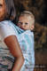 Baby Wrap, Jacquard Weave (100% cotton) - PAINTED FEATHERS WHITE & TURQUOISE - size S (grade B) #babywearing