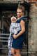Ringsling, Jacquard Weave (100% cotton) - PAINTED FEATHERS WHITE & NAVY BLUE  - long 2.1m #babywearing