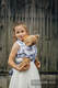 Żakardowa chusta dla lalek, 100% bawełna - MALOWANE PIÓRA BIEL Z GRANATEM (drugi gatunek) #babywearing