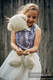 Żakardowa chusta dla lalek, 100% bawełna - MALOWANE PIÓRA BIEL Z GRANATEM (drugi gatunek) #babywearing