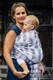 Żakardowa chusta do noszenia dzieci, bawełna - MALOWANE PIÓRA BIEL Z GRANATEM - rozmiar S #babywearing