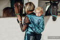 Żakardowa chusta do noszenia dzieci, bawełna - GALOP CZARNY Z TURKUSEM - rozmiar XL (drugi gatunek) #babywearing