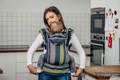 Ergonomic Carrier, Baby Size, broken-twill weave 100% cotton - SMOKY - LIME - Second Generation. #babywearing