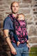 Mochila LennyUp, talla estándar, tejido jaquard 100% algodón - conversión de fular TIME NEGRO & ROSA (with skull) #babywearing