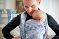 Żakardowa chusta do noszenia dzieci, 100% bawełna - Galeony Granatowy z Ecru - rozmiar M #babywearing